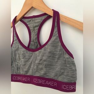 Icebreaker M merino racer back sport bra heathers grey purple